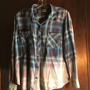 Hand Distressed Flannel w Sunshine/ Hurricane Appliqué